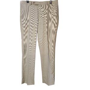 Samuelsohn Super 150's Men's Italian Wool Tan and Cream Pants Size 35 Reg